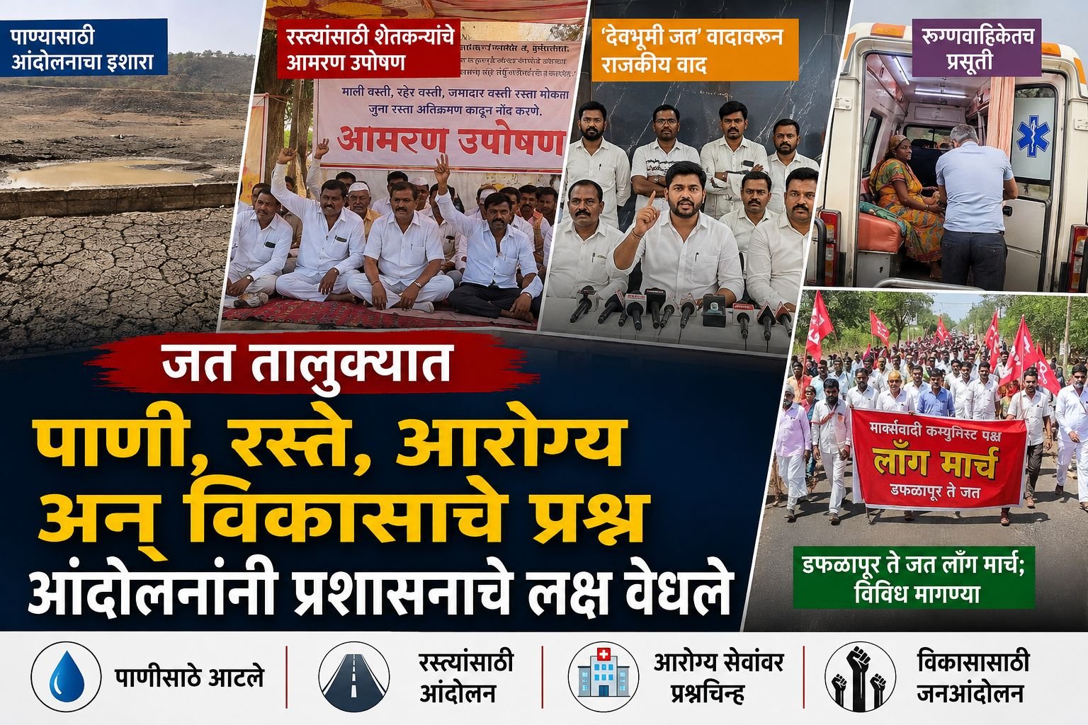 जत तालुक्यात पाणी, रस्ते, आरोग्य